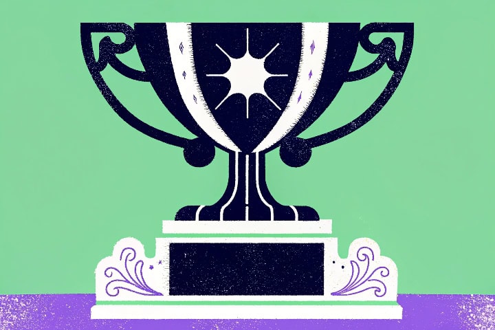 Ilustração de um troféu para simbolizar que a clickCompliance é TOP 1 na categoria LegalTechs no Ranking 100 Open Startups